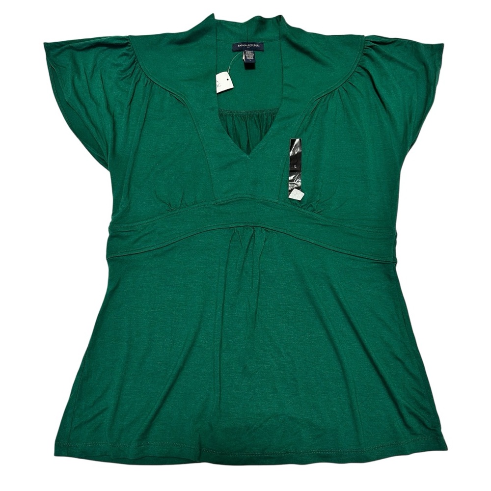 Banana Republic NWT Green Cap Sleeve Blouse SZ L